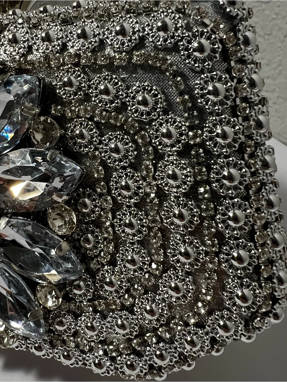 Silver-Tone Rhinestone Embellished Evening Clutch Bag Wedding Prom Formal purse
